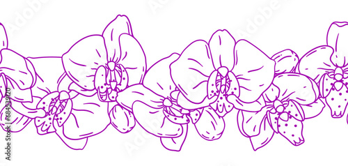 Pattern with orchid flowers. Beautiful decorative plants.