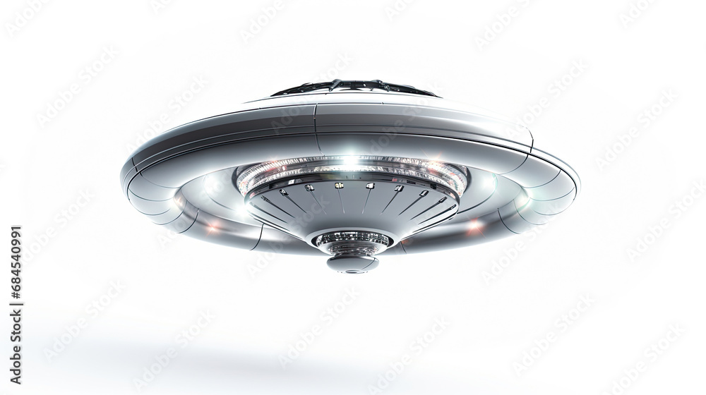 flying futuristic 3D ufo ship isolated on white background flying futuristic 3D ufo ship isolated on white background