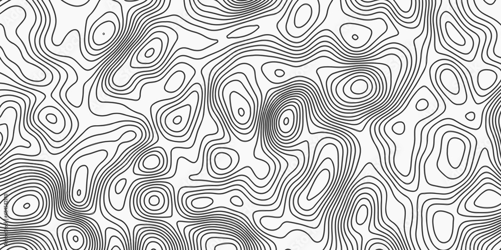 Grey contours vector topography. orographic map in contour line light topographic topo Map design. Ornament chaotic circles on water, lines, wave. Geolocation