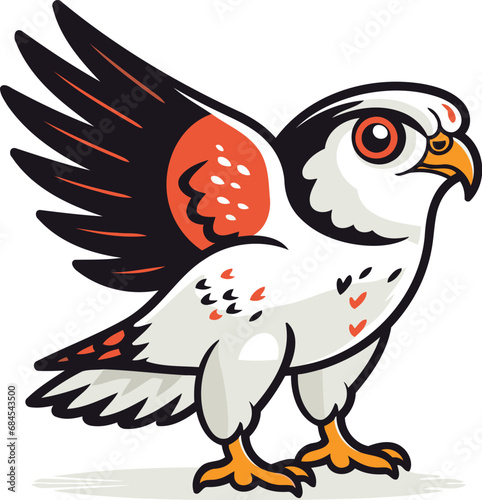 Vector illustration of a red necked falcon on white background photo