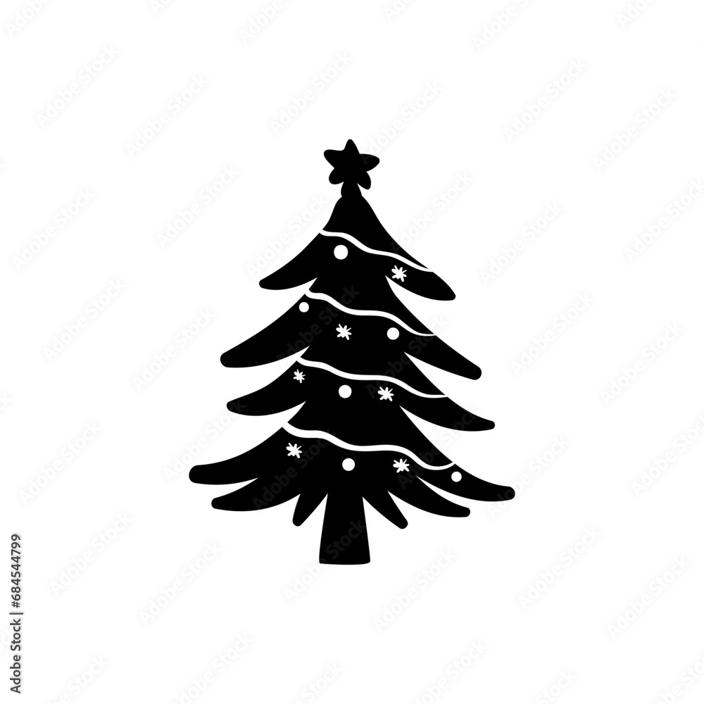 Obraz premium Christmas tree vector icon. new year illustration sign. winter symbol.