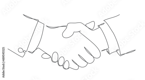 Handshake One line drawing isolated on white background