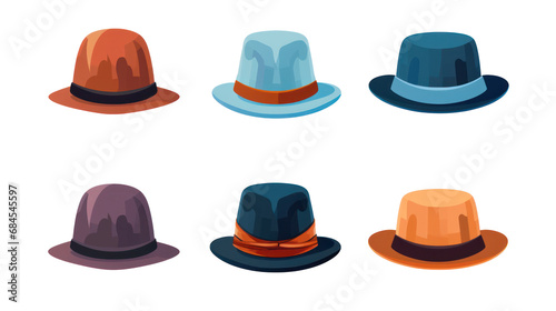 Collection of different hats, illustration, isolated or white background