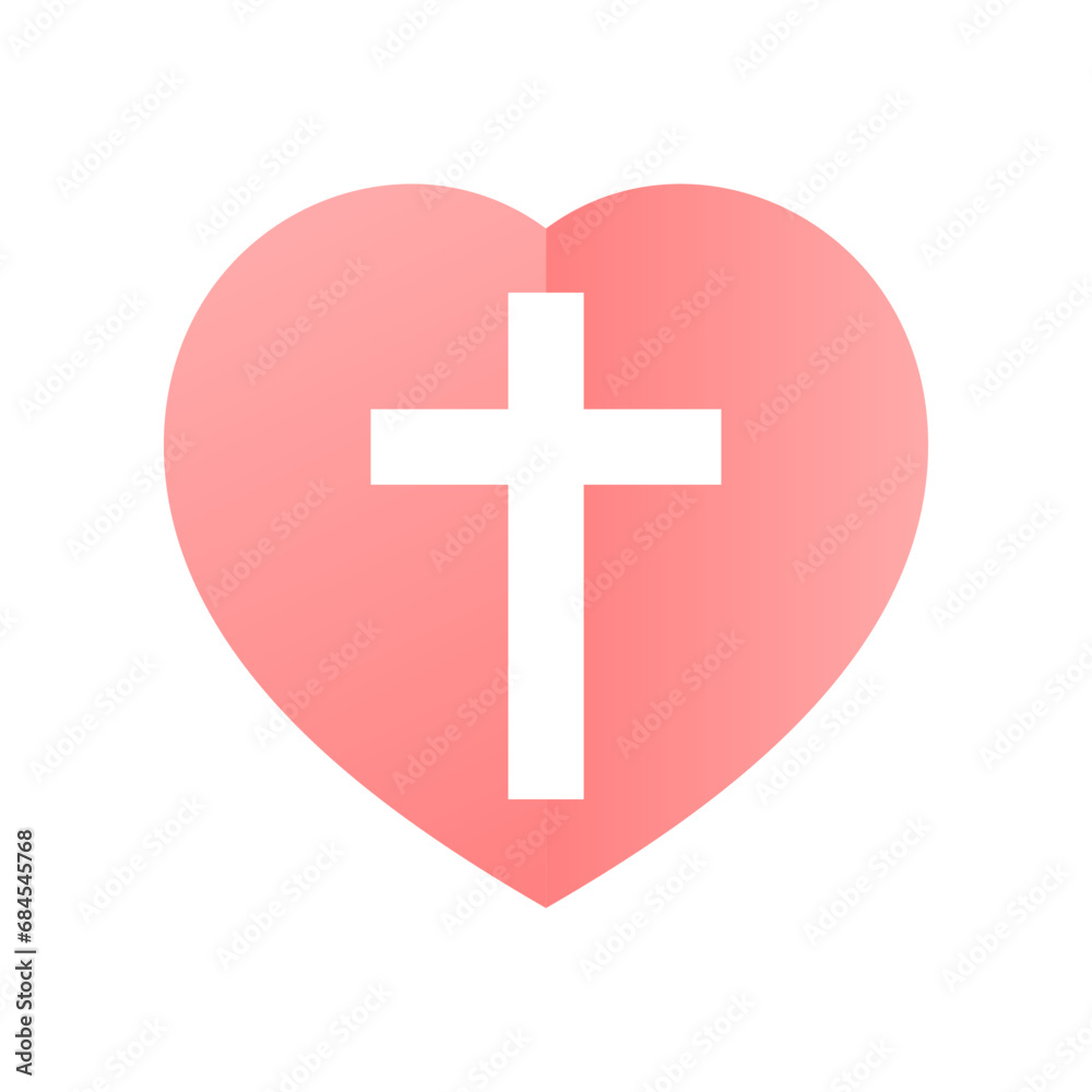 White cross in pink heart icon vector design White cross in pink heart icon vector design