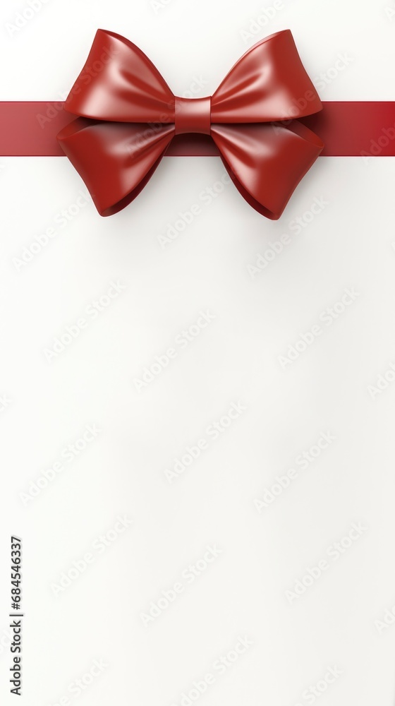 White christmas greeting card with red ribbon. Generative ai White christmas greeting card with red ribbon. Generative ai