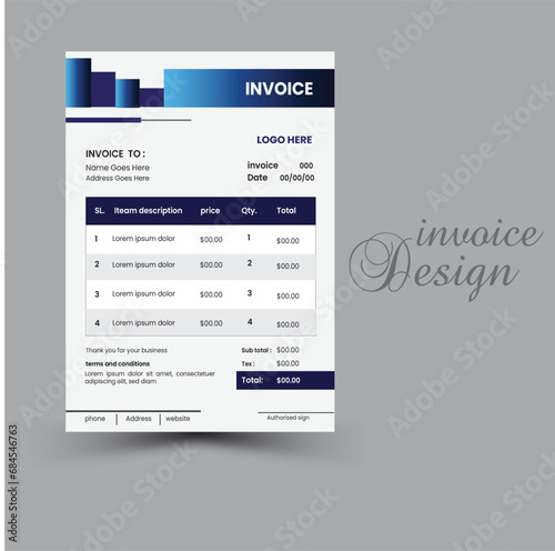 invoice design  design template. corporate vector art. 