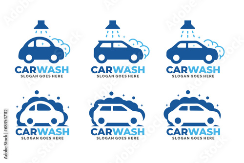 Car wash logo set design vector