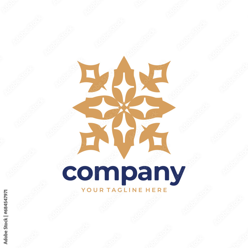 Obraz premium Abstract gold ornate logo with company name and tagline on white background