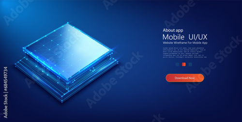 Solar panel. Solar Energy. Renewable alternative energy concept with glowing low poly panel on dark blue background. Vector illustration