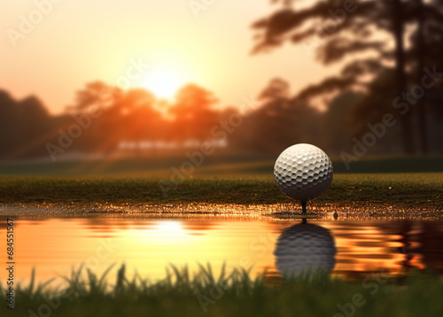 Golf club and ball in grass