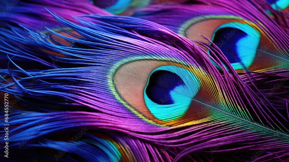 Obraz premium Rich and Colorful Peacock Feather Close-Up