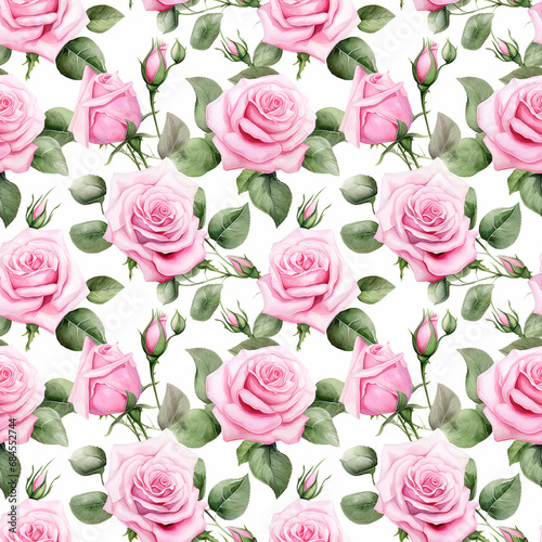 fresh pink roses seamless pattern background © olegganko