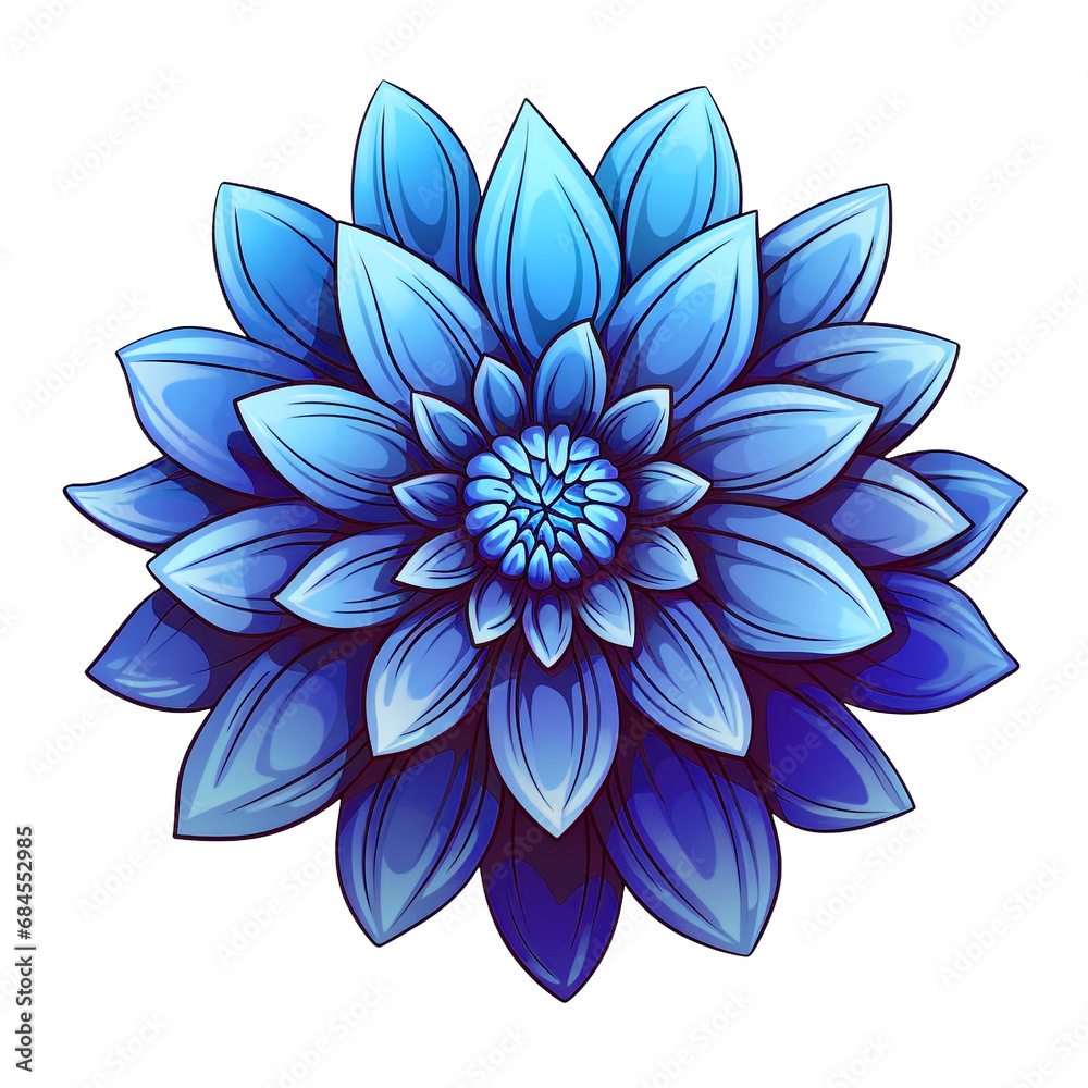 Fototapeta premium isolated illustration of blue exotic flower. Created with Generative AI