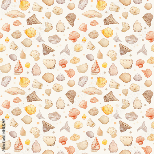 many small seashells seamless pattern background.