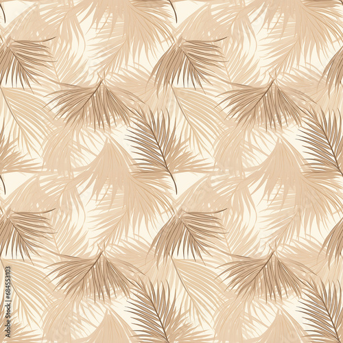 palm leaves in tan color seamless pattern background