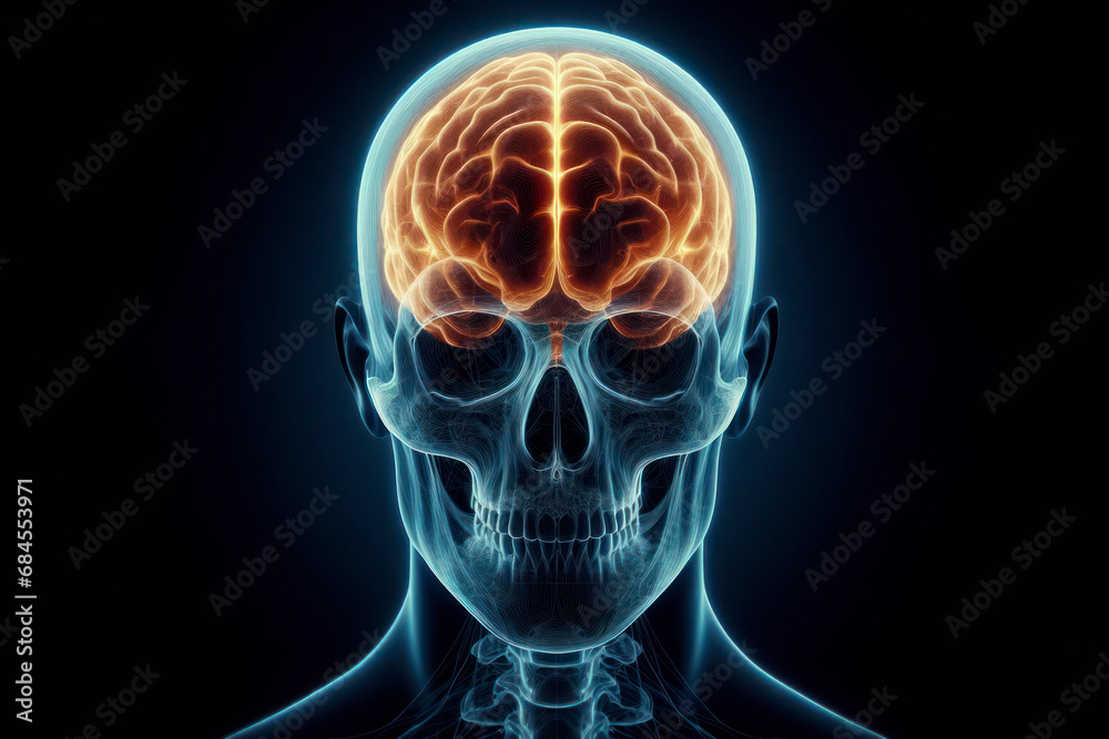 X ray image of a person head. ai generative X ray image of a person head. ai generative