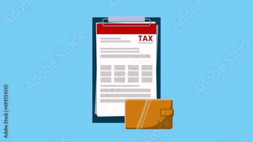 Tax report document check mark, checklist board business tasks animation