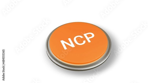 NCP political party Button pressing on white screen photo