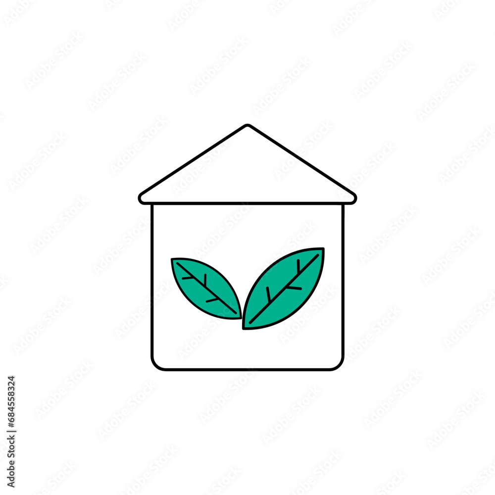Eco friendly home icon. Line vector illustration for recycling, environment, ecology, save our planet concept. Eco friendly home icon. Line vector illustration for recycling, environment, ecology, save our planet concept.