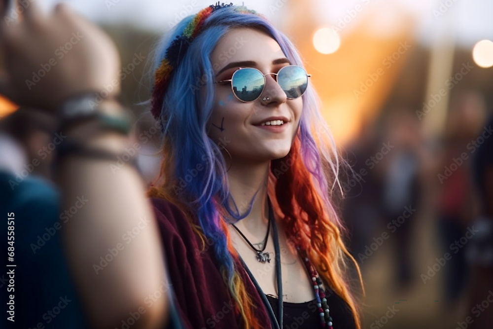 Attractive woman dancing at music festival party Attractive woman dancing at music festival party