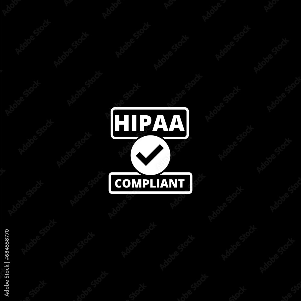 HIPAA compliant symbol icon on black background HIPAA compliant symbol icon on black background