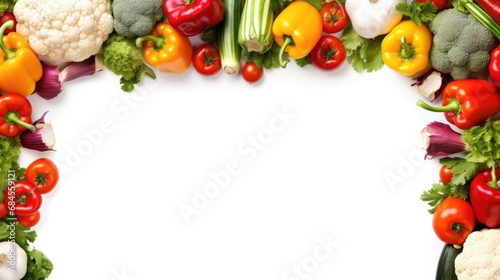 Colorful Vegetable Frame. Isolated Vegetables over White Background. Healthy Ingredients for Health and Wellness