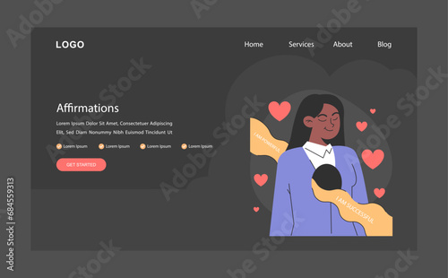 Overcoming fears web or landing dark or night mode. Characters confronting fears with desensitization, reframing and exposure strategy. Affirmations and visualization. Flat vector illustration