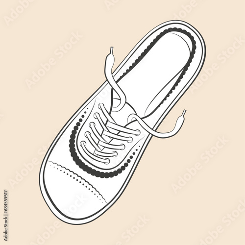 Dessin de chaussures classique et élégante, illustration à colorier, mode en ville et confot des pieds, confection cuir avec des lacets, coloriage adulte