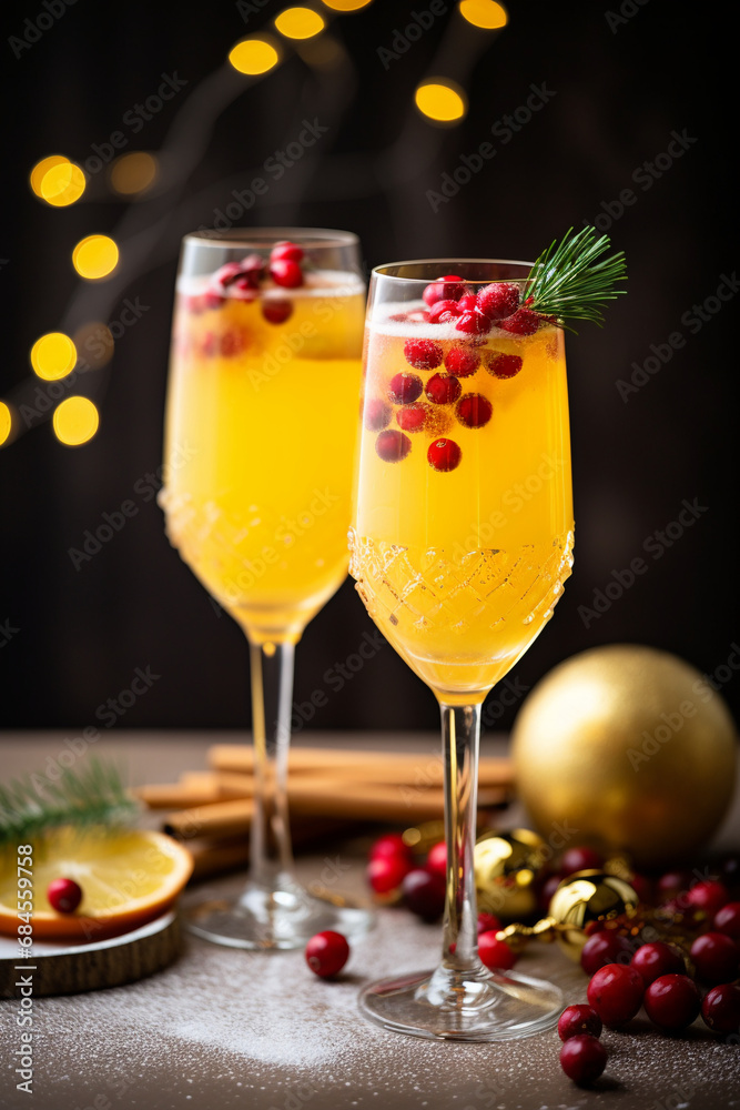 custom made wallpaper toronto digitalYuletide Elegance: Christmas Mimosa with Apple Cider and Cranberries for a Festive Toast