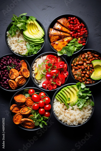 Balanced Meal Choices: Healthy Lunch Bowls with Vegan and Chicken High-Protein Options
