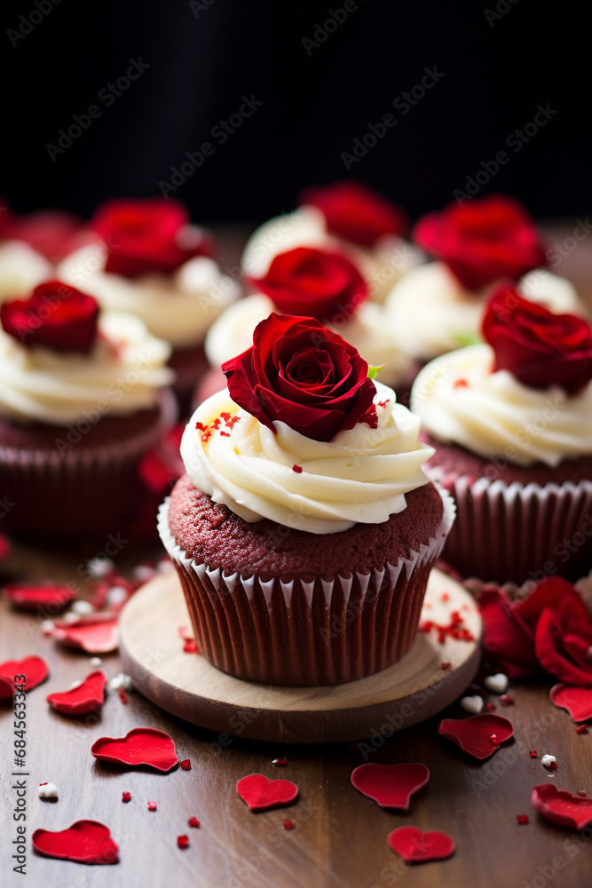 Valentine's Temptation: Red Velvet Cupcakes Adorned with Cream Cheese Frosting