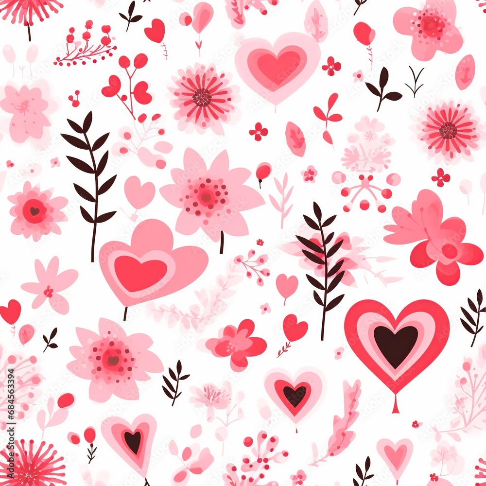 Romantic Hearts and Florals: Valentine's Seamless Pattern