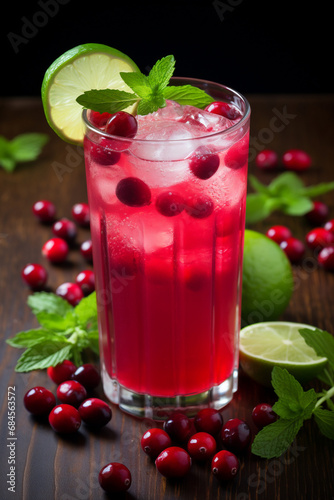 Seasonal Zing: Cranberry Cocktail or Mocktail with a Twist of Lime - Perfect Winter Beverage Idea