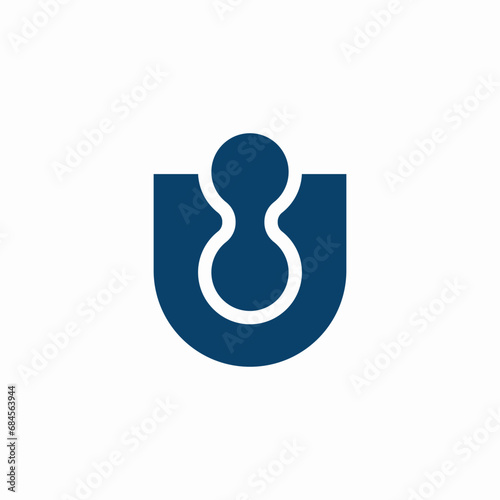 letter U logo with technology