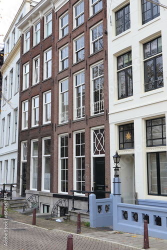 Amsterdam Keizersgracht Street View with House Facades and Lantern, Netherlands