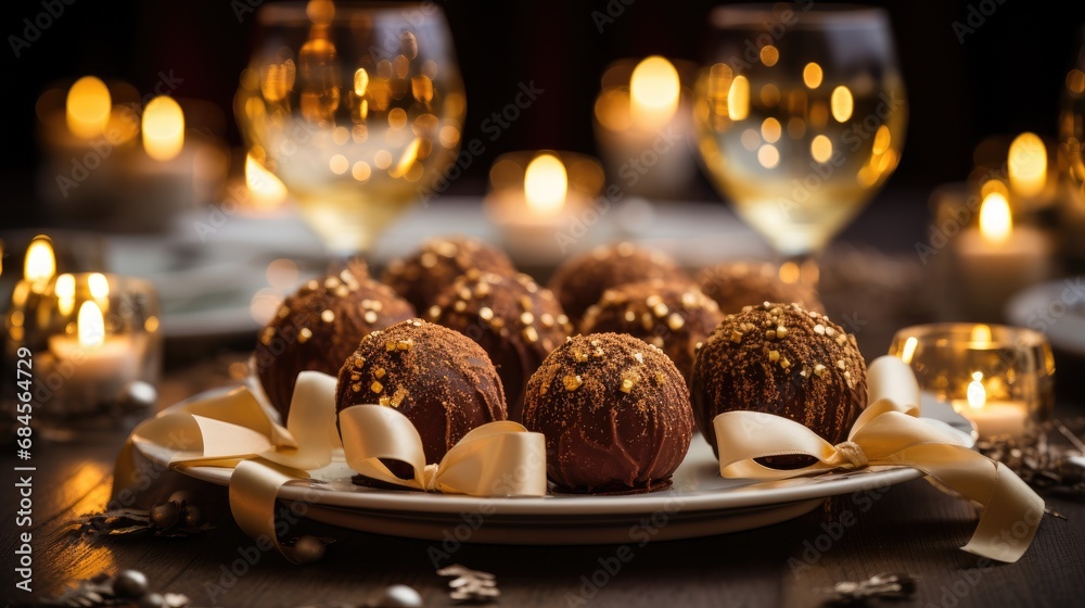 Luxurious Table with Chocolate Truffles