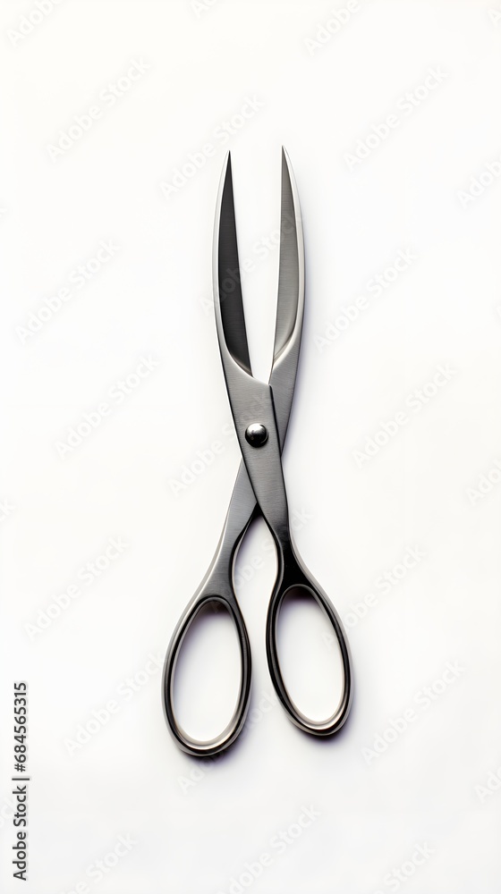 Close-up portrait of a scissors against white background with space for text, background image, AI generated Close-up portrait of a scissors against white background with space for text, background image, AI generated