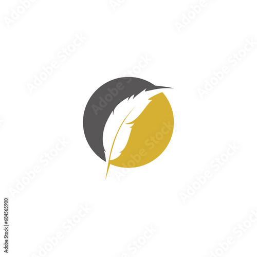 Feather Pen circle logo icon isolated on transparent background