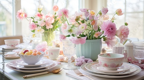 Easter Brunch Table with Seasonal Dishes