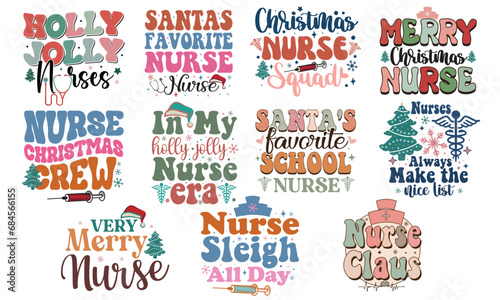Nurse Christmas Retro Design Bundle