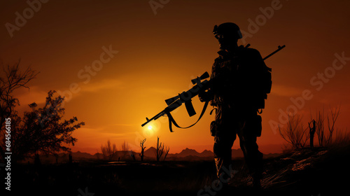 Silhouette of soldier
