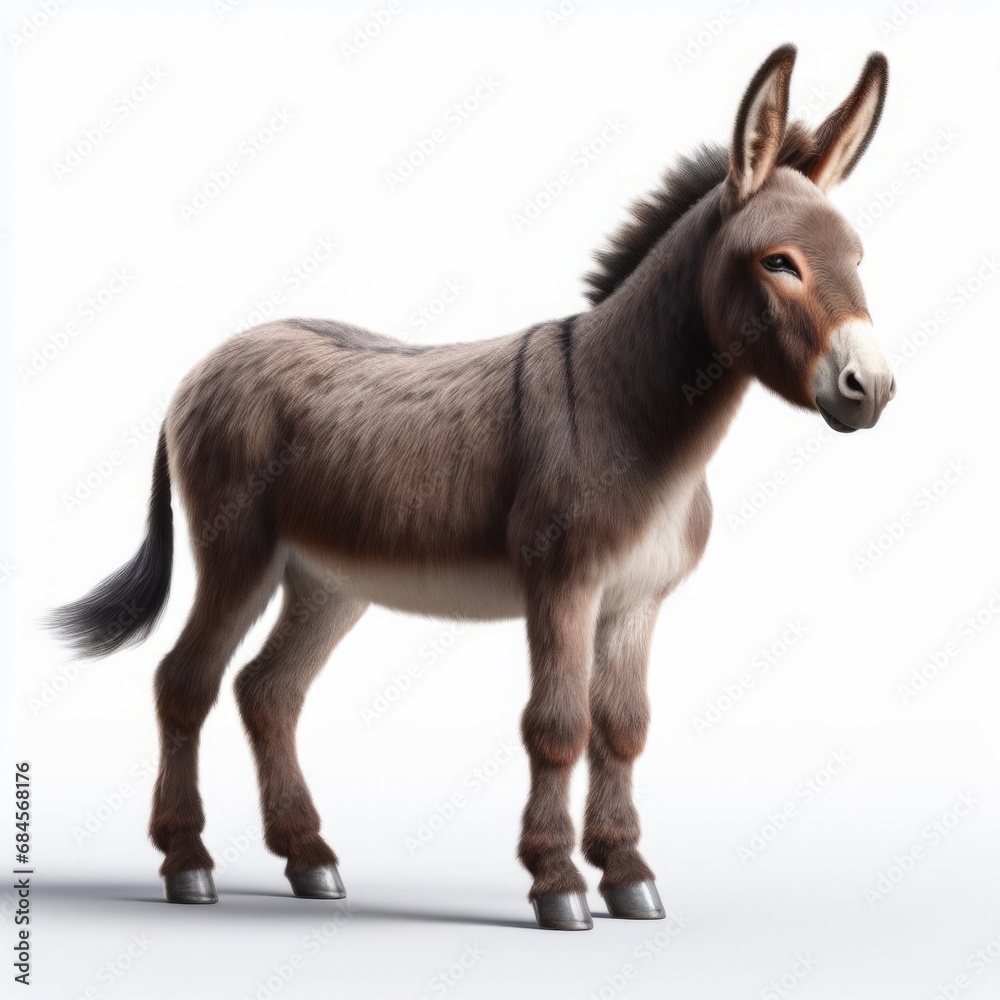 view of a donkey isolated on white background view of a donkey isolated on white background