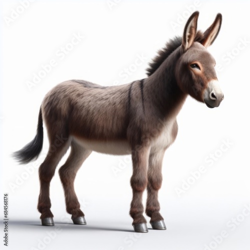 view of a donkey isolated on white background