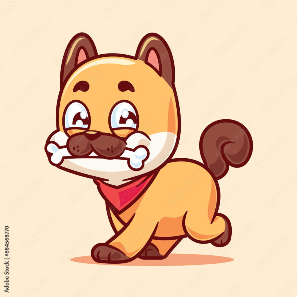 Fototapeta premium Cartoon cute dog running