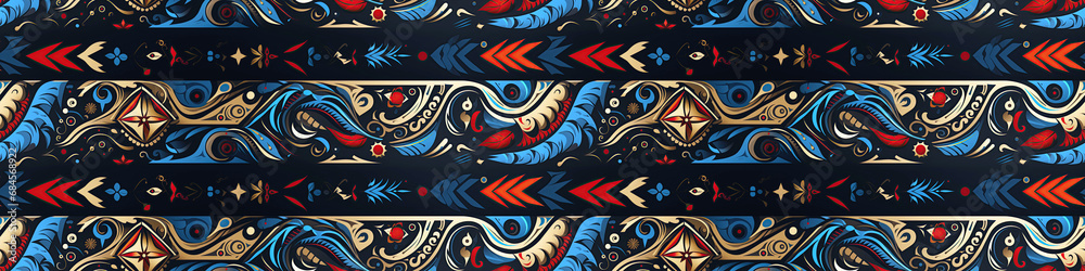 ethnic tribal seamless pattern in ancient Scandinavian style on a black background to decorate a traditional carpet