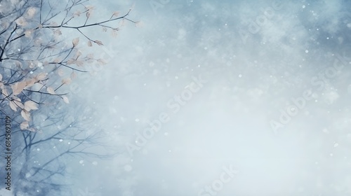Winter background leaves frame art with space for text, background image, AI generated