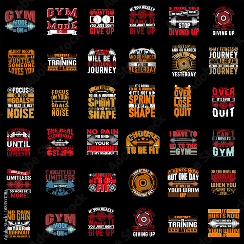 Mega Gym t-shirt designs bundle, fitness t-shirt design bundle, Gym tools bundle