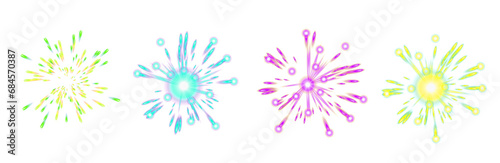 colorful bright firework salute burst on transparent background