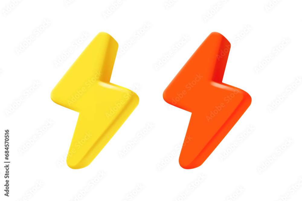 Yellow and red flash bolt symbol. 3d vector icons set
Yellow and red flash bolt symbol. 3d vector icons set