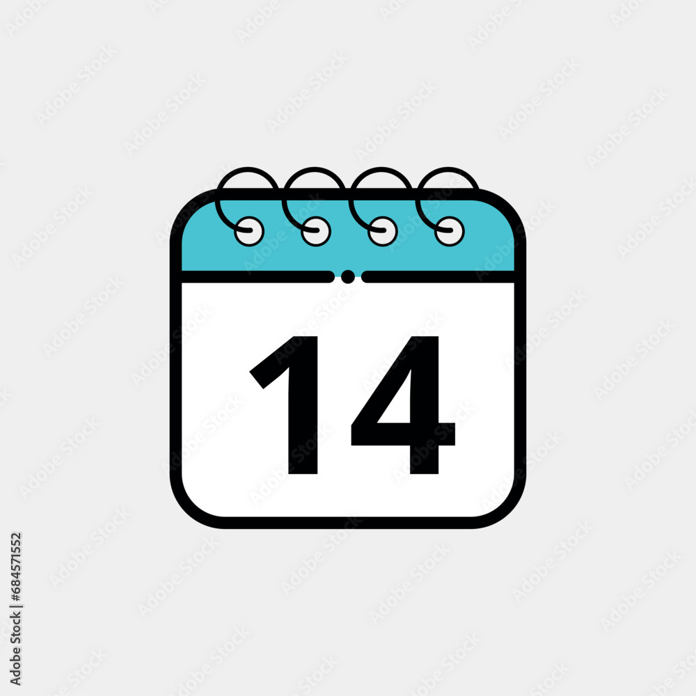 Calendar flat icon for websites, blogs and graphic resources. Calendar vector illustration with specific day marked, day 14. Calendar flat icon for websites, blogs and graphic resources. Calendar vector illustration with specific day marked, day 14.